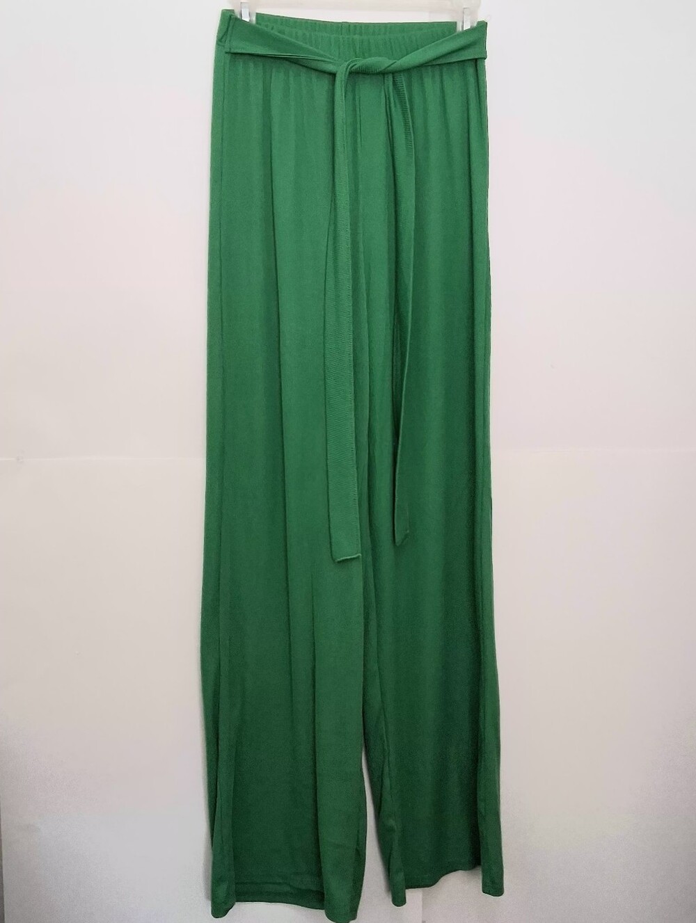 DISCREET Wide-Leg Belted Pants in Emerald Green Size Large Fit Medium